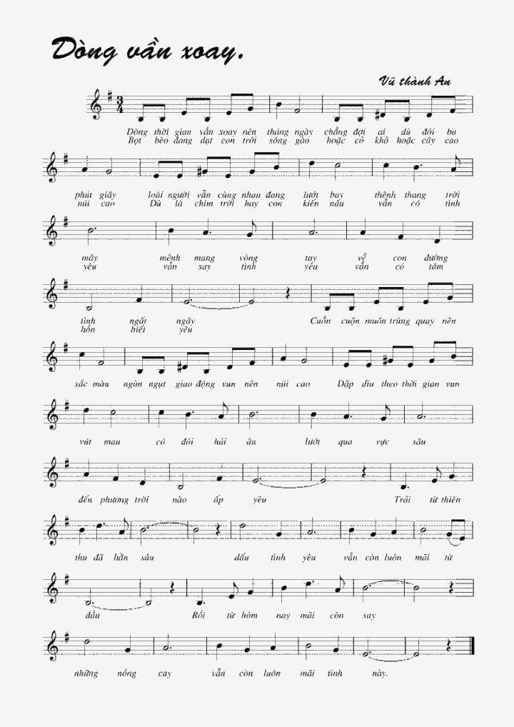 Sheet nhạc Dòng Vần Xoay